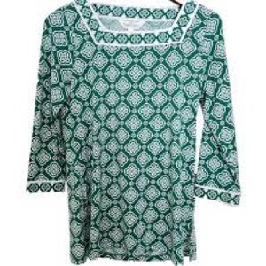 Magnolia Grace square neck 3/4 sleeve knit top geometric print Size Medium